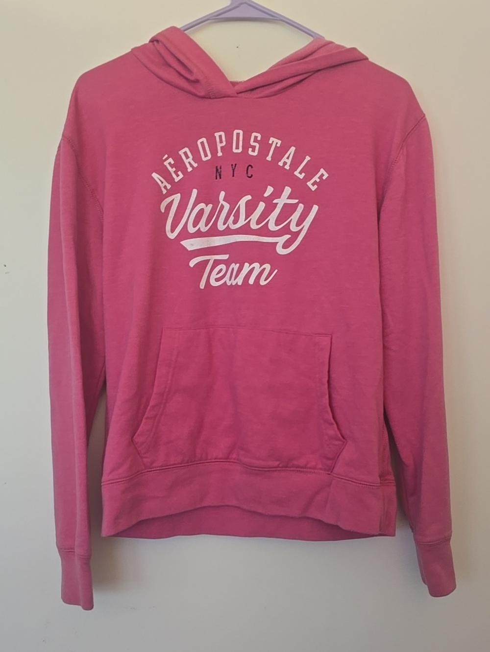 Aeropostale Pink Varsity Team Pullover Hoodie
